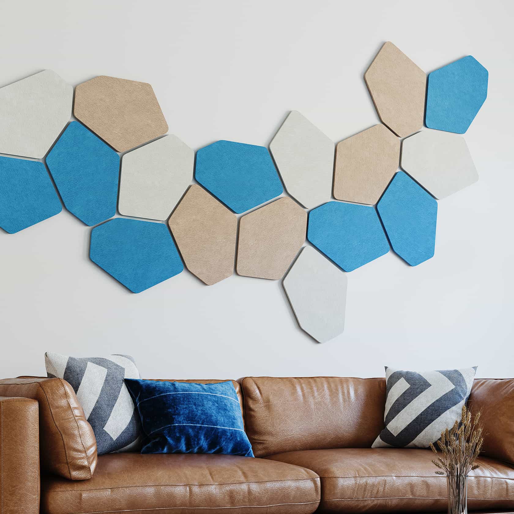 acoustic wall panels sound absorber living room wall art blue