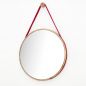 Preview: Round mirror with red leather strap