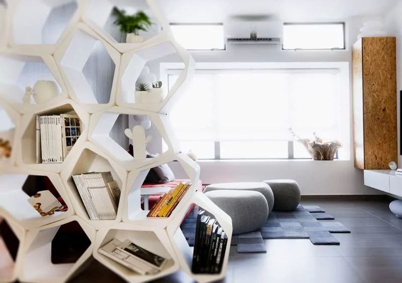 Build freestanding modular room divider and open modular shelving white