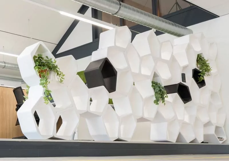 Build modular room divider shelving untis for open office and workspace by Movisi