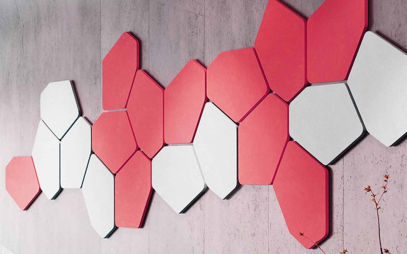 Hush acoustic wall panels wall decorationhexagon sound absorber red white