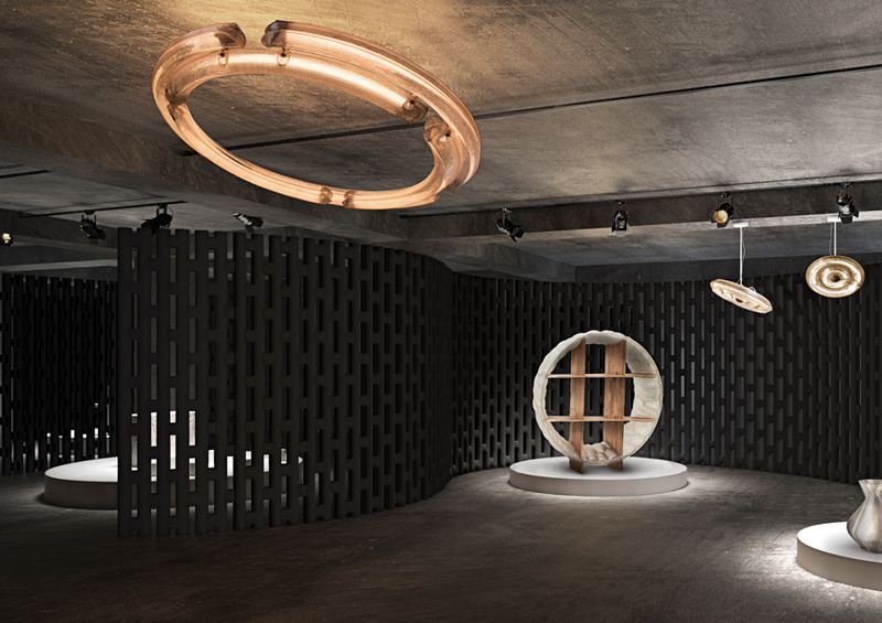 Black LINK screens and pods at London Design Fair