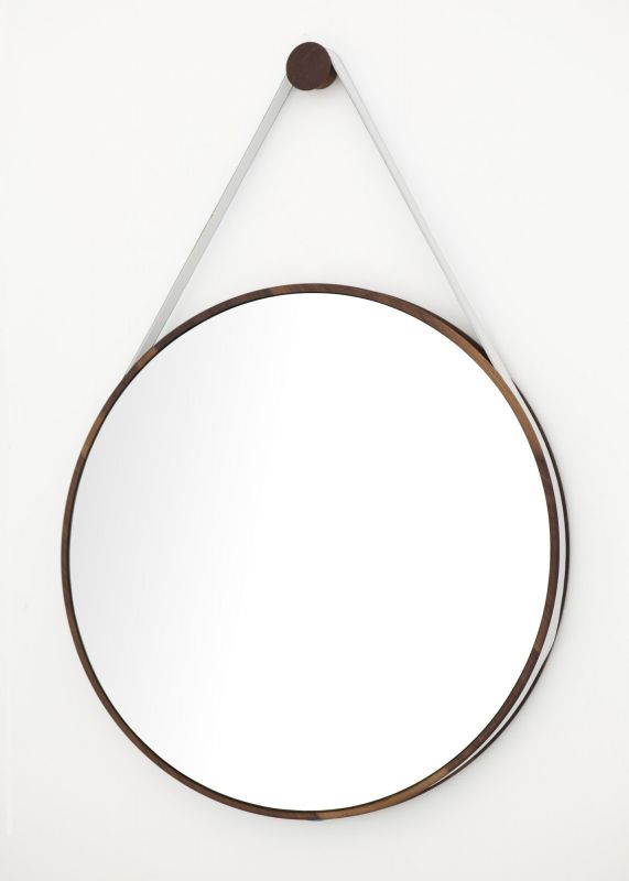 LOOP round mirror, walnut Ø 46cm