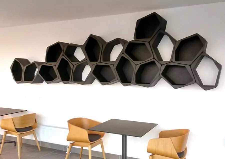 Honeycomb modular bookcase hexagon wall shelves by Movisi