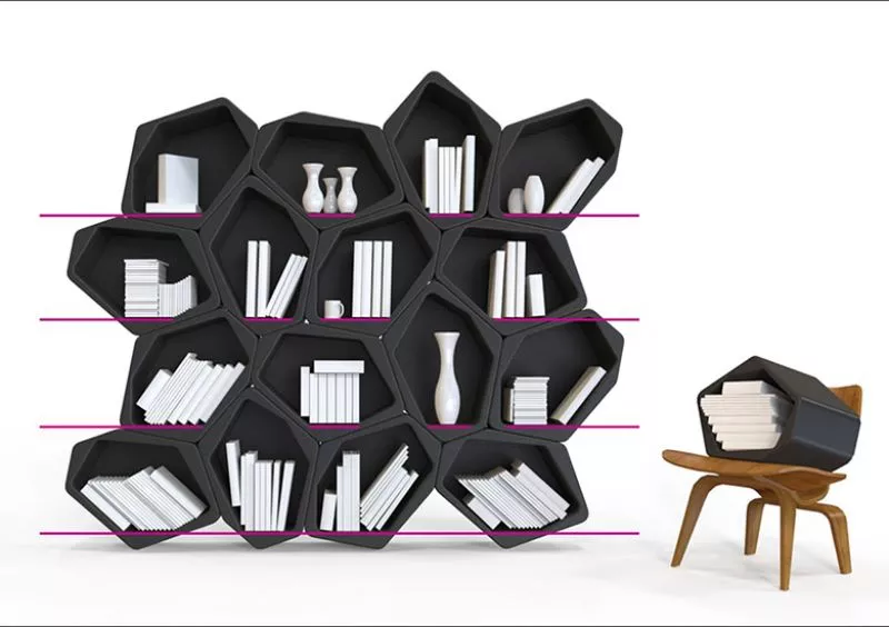 Build hexagon modular shelving freestanding office parition and room divider interior design office Movisi