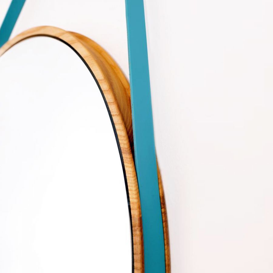Round mirror with blue strap