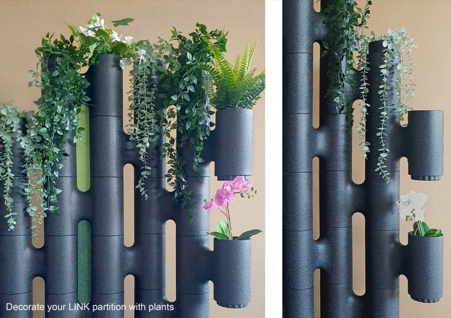 Green LINK room divider in jungle office