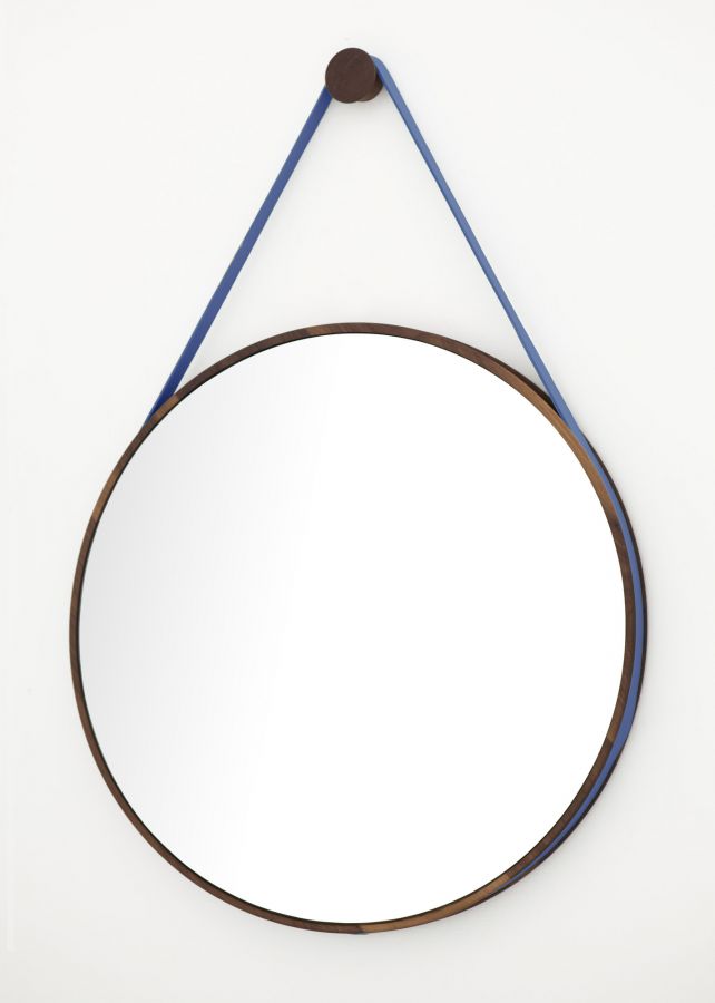 LOOP round mirror, walnut Ø 46cm